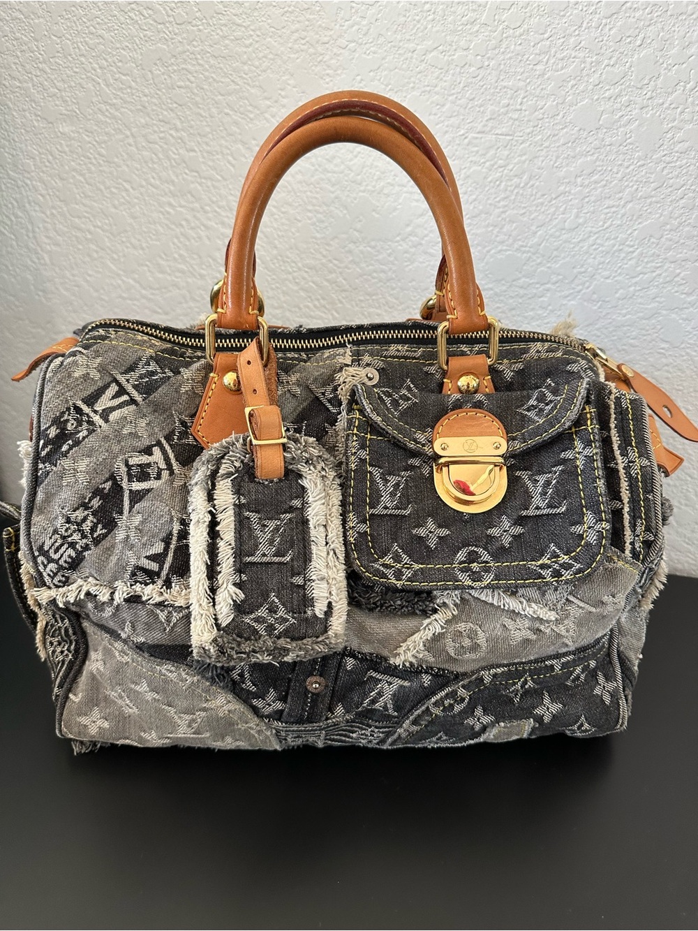 Louis Vuitton Patchwork Black Denim Speedy